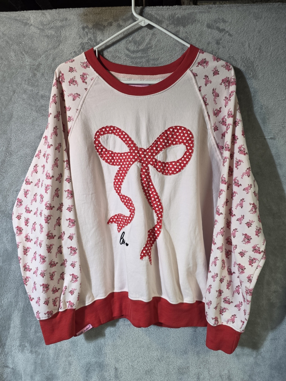Simply Southern Pink Long Sleeve Top with Red Bow